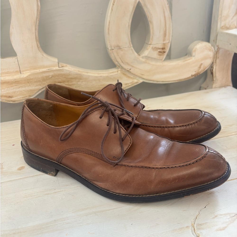 Men’s Johnston & Murphy‎ Tan Leather Sheepskin Oxfords Dress Shoes Size 10 1/2